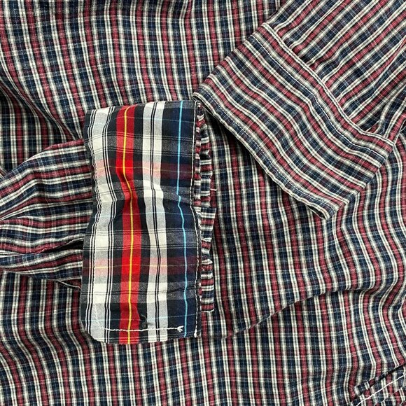 Old Navy Mens Shirt Large Plaid Button-Up Reversible Cuff 100% Cotton - Picture 7 of 7